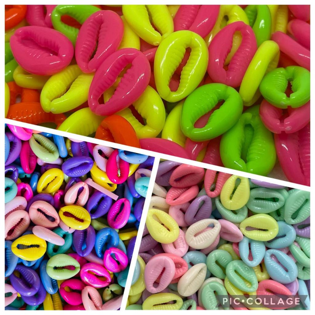 Buzios de plastico colorido para pulseiras colares e artesanato em Oferta na Shopee