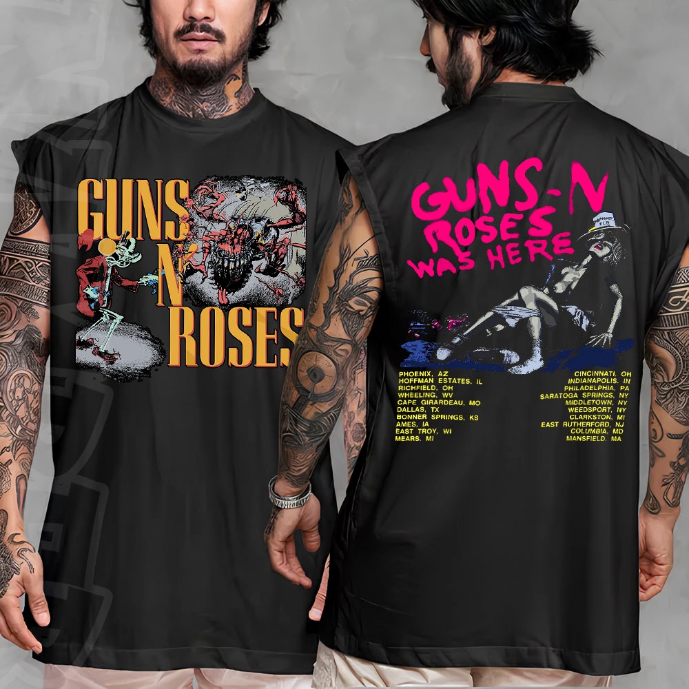 Camiseta regata machao oversized masculino banda de rock guns n' roses was here Longline algodao unissex