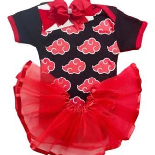 Naruto Bebê Menina Menino Mesversario Akatsuki Body e Laço e Saia em Oferta na Shopee