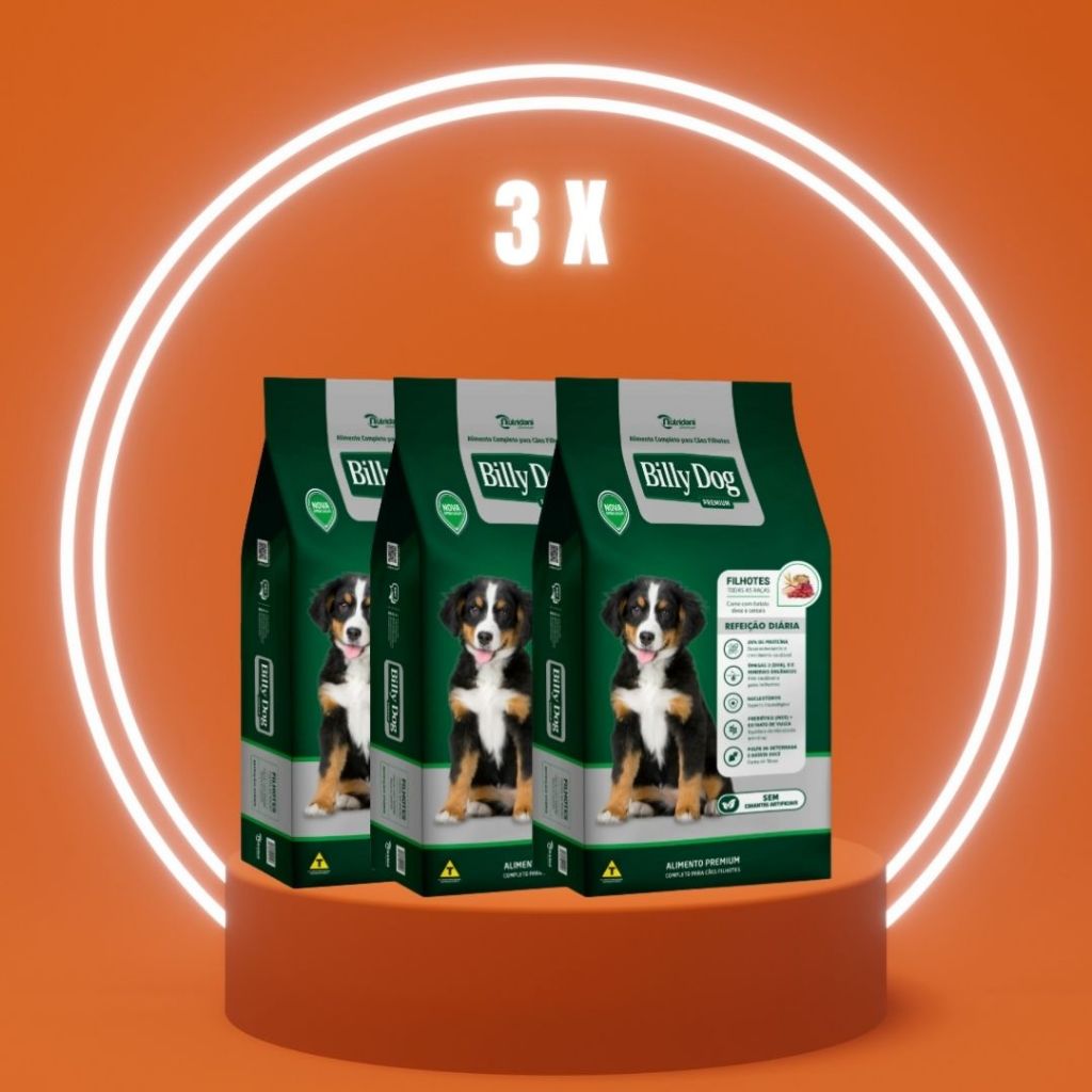 KIT 3 KILOS BILLY DOG RAÇÃO PARA FILHOTES | NUTRIDANI