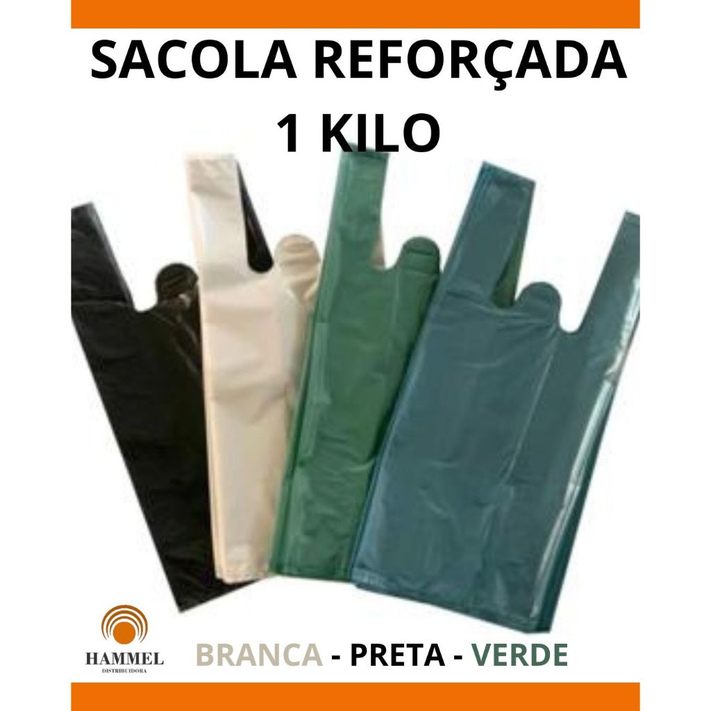 Sacola Plástica Reforçada 1 KILO 30X40 35X45 40X50 45X60 50X70 60X80 70X90 90X100 Supermercado Loja