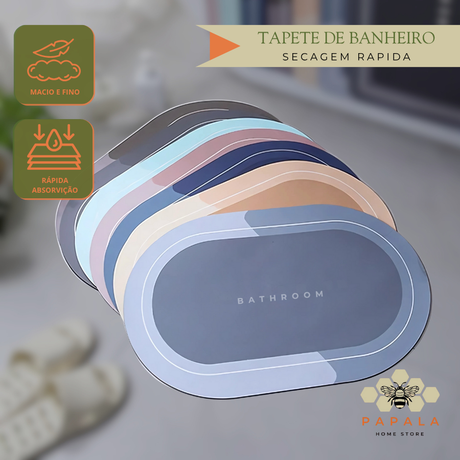 KIT 2 Tapete Banheiro Antiderrapante Secagem Rápida Absorvente 40x60 Cozinha Entrada Chuve...