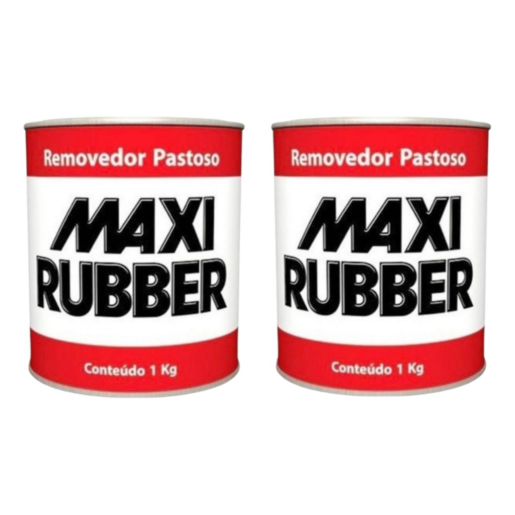 Removedor De Tinta Pastoso Remove Tinta Automotiva Madeira E Metais Maxi Rubber 1kg Kit C/ 2 Unidades