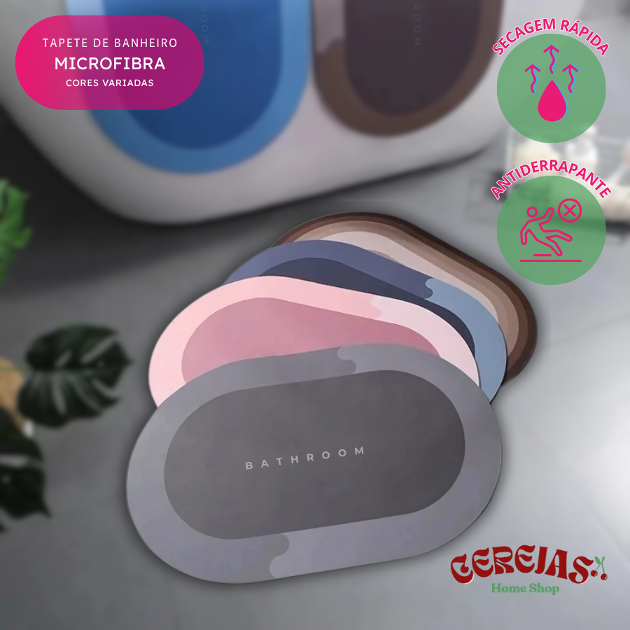 Kit 2 Tapete Para Banheiro Seca Rápido  Antiderrapante Banheiro Cozinha Chuveiro 40x60