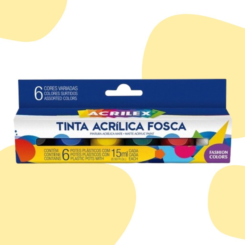 Tinta Acrílica Fosca ACRILEX 6 Cores 15ml em Oferta na Shopee