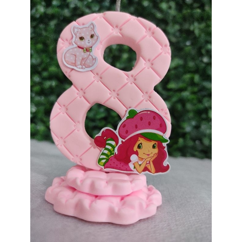 vela de aniversário tema Moranguinho/Topo de bolo/Decoração festa/Vela biscuit