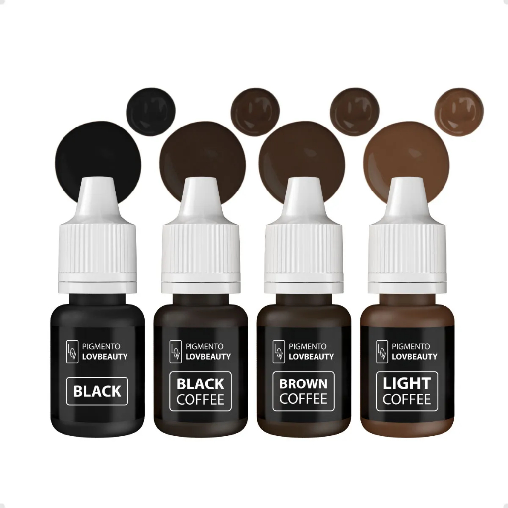 Kit Start Pigmentos Micropigmentação Microblading Lovbeauty 4 Cores 5ml