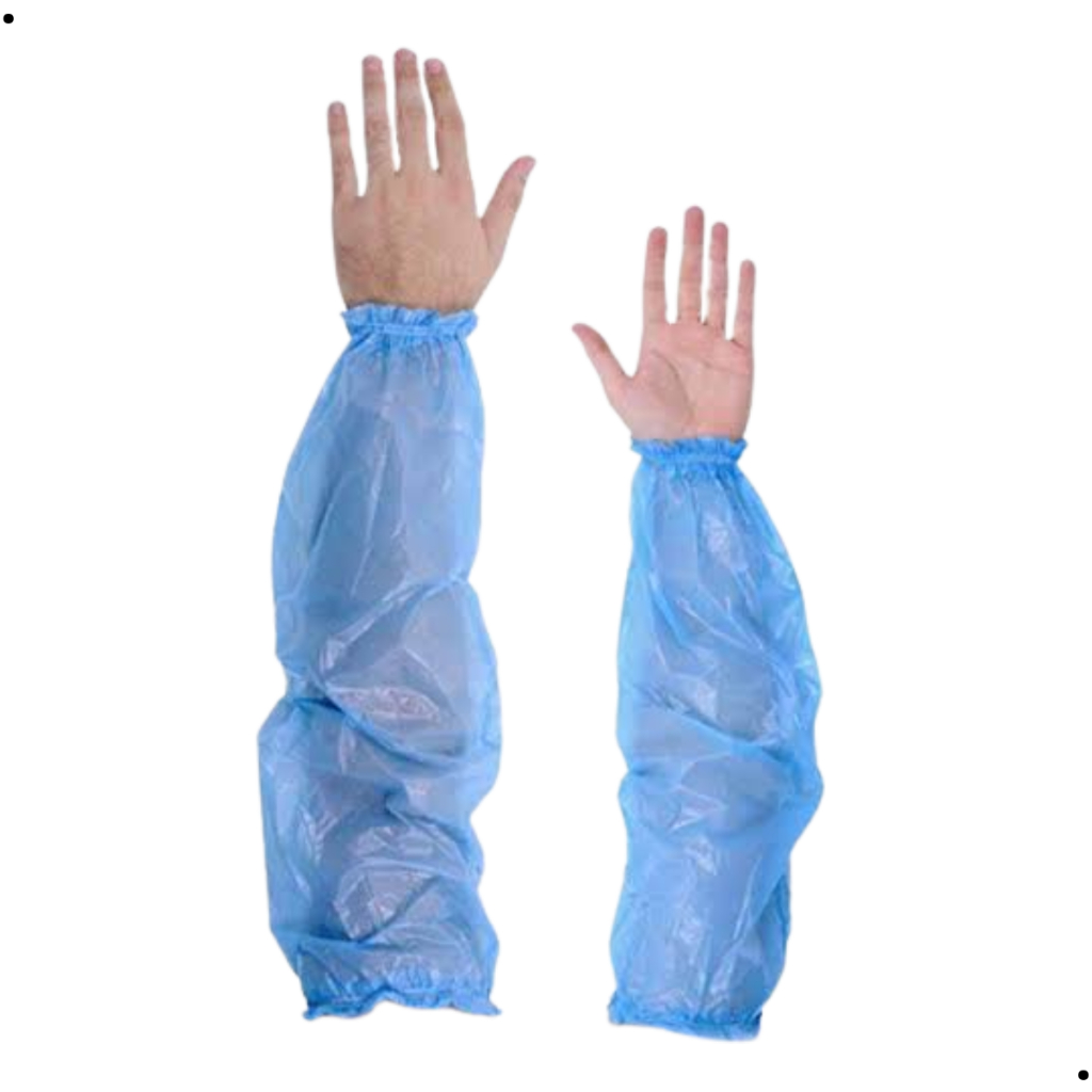 Kit 10 Mangote Manga Plástica Polietileno Com Elástico Descartável Azul 230x550mm Descartável
