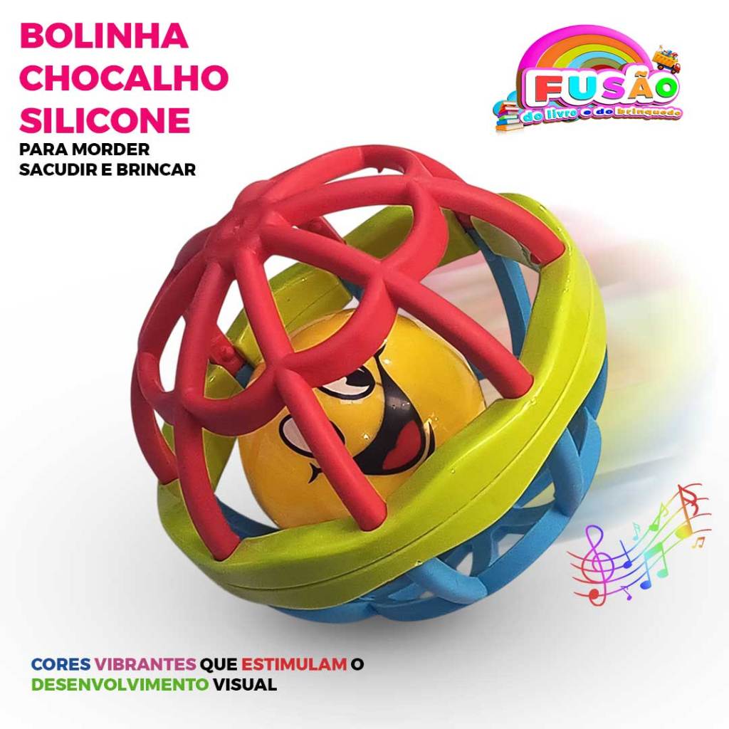 Bolinha Chocalho de Silicone para Bebê: Mordedor, Brinquedo Sensorial e Alívio da Dentição