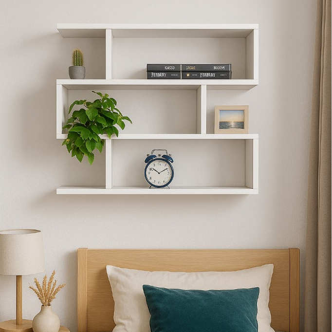 ESTANTE NICHO EM MDF BRANCO PARA DECORAÇÃO DE SALA, QUARTO OU ESCRITÓRIO ARMARIO QUADROS FOTOS ESTANTE