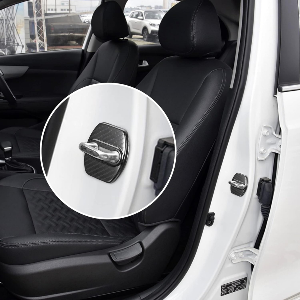 Kit 4 Peças Proteção Para Trava Fechadurade Porta de Carro Aço e Silicone Amortecedor Anti Impacto