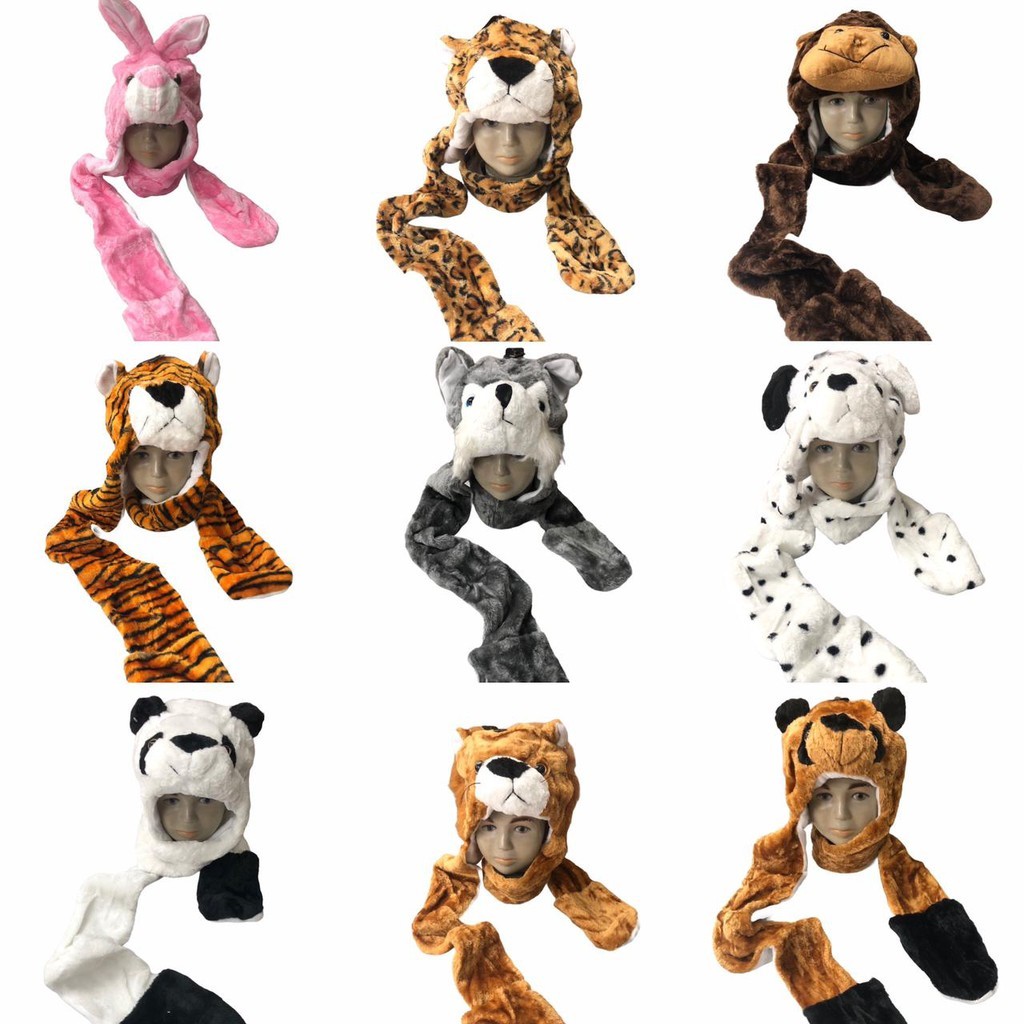 Touca Gorro Cachecol Pelúcia de Bichos Vários Modelos Inverno Frio Infantil