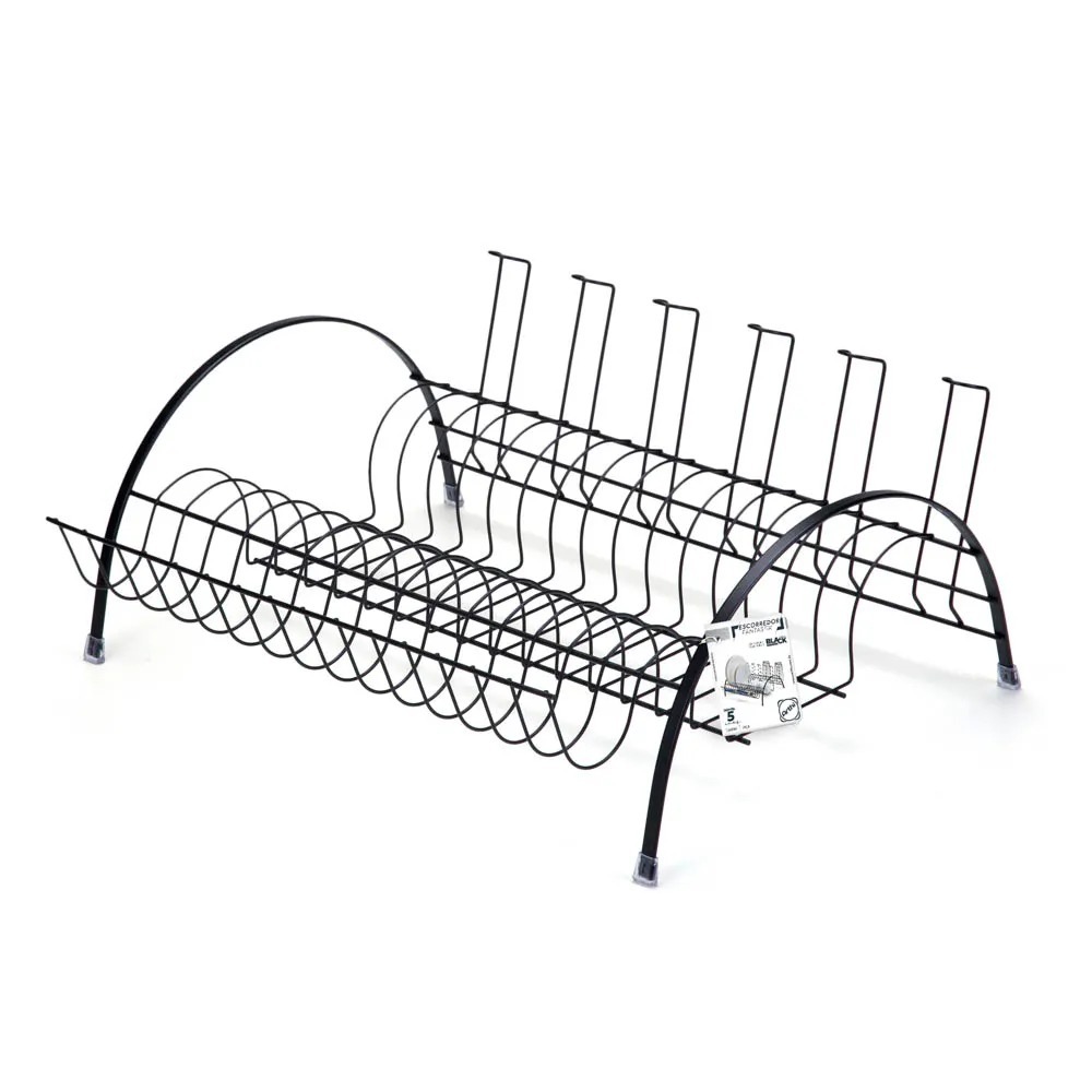 Escorredor Fantastik Black com Porta Copos Porta Talher em Oferta na Shopee