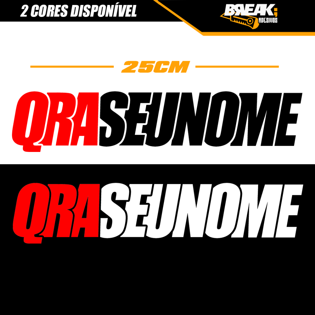 Adesivo Personalizado QRA+Nome para Caminhão/Carro