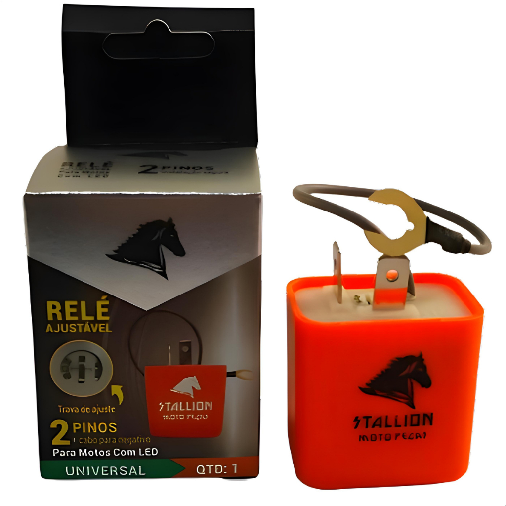 Relé Stallion 2 Pinos Pisca Led Universal Moto Ajustável Regulável Relé Eletrônico 12V Honda Yamaha