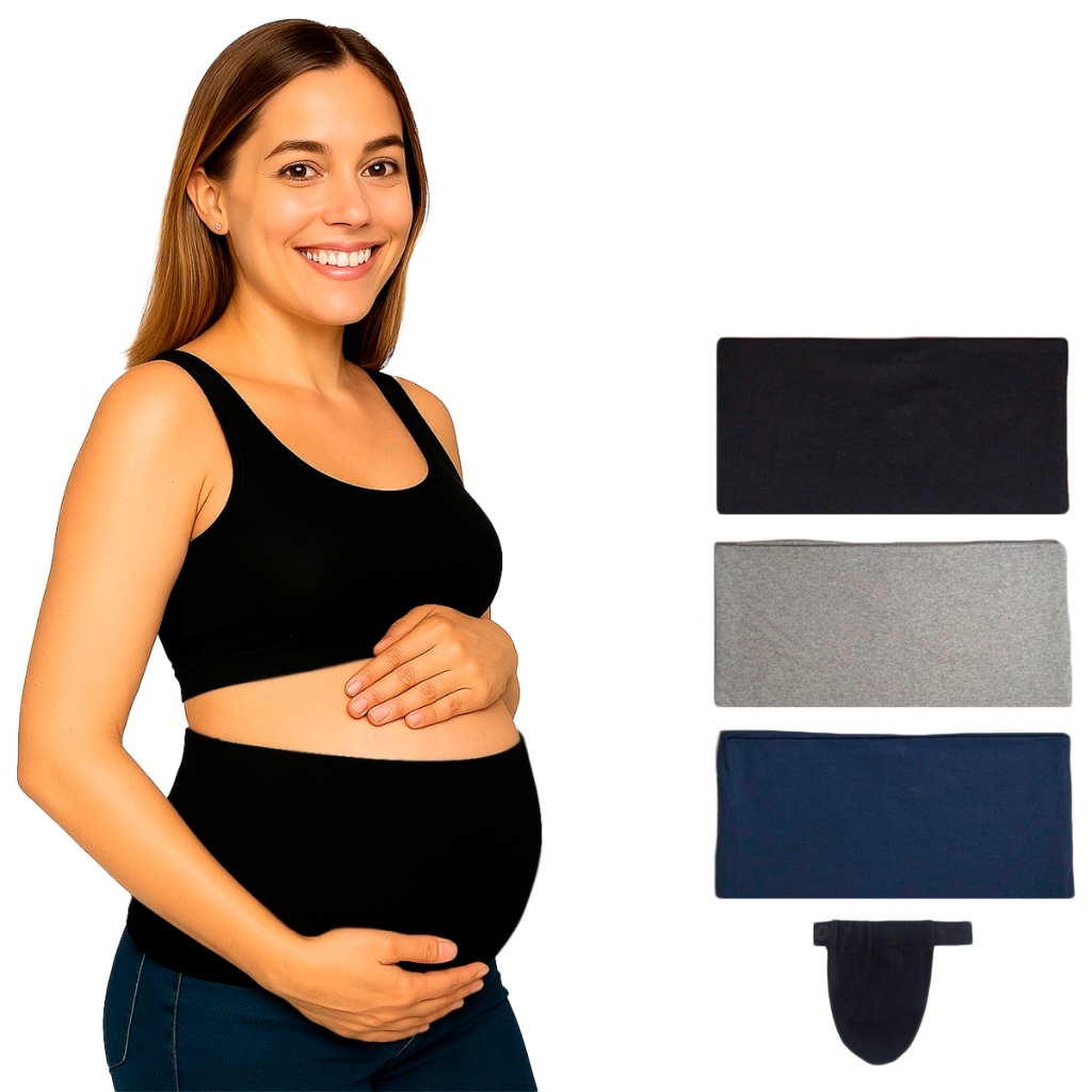 Kit com 3 faixas e 1 extensor de calça para gestante