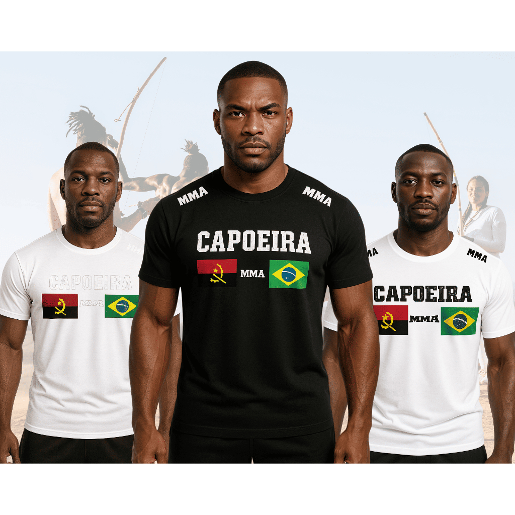 Kit 3 Camisas de Capoeira Treino Academia Brasil Angola MMA Boxe Muay Thai Jiu Jitsu Africa