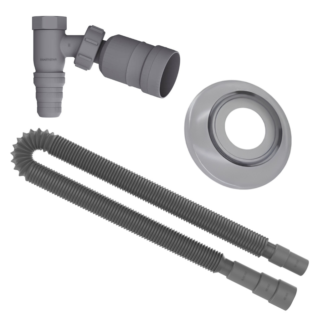 CONJUNTO SAÍDA PARA MÁQUINA DE LAVAR ROUPA MANGUEIRA + ADAPTADOR 45°