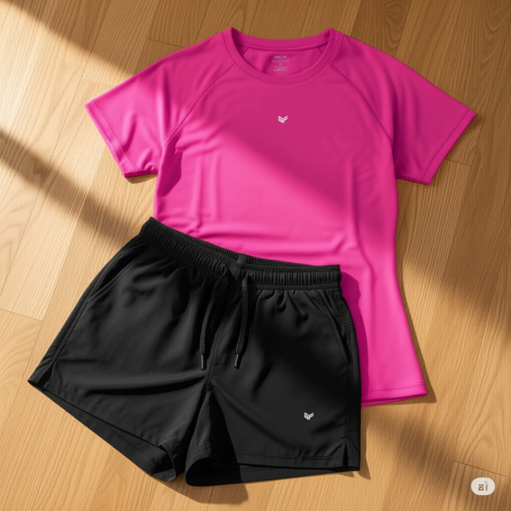 Conjunto de Academia Feminino Camiseta DRY FIT Feminina + Short TACTEL Fitness Academia Moda Praia