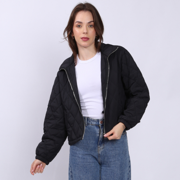 jaqueta feminina blusa de frio bomber com ziper inverno puffer