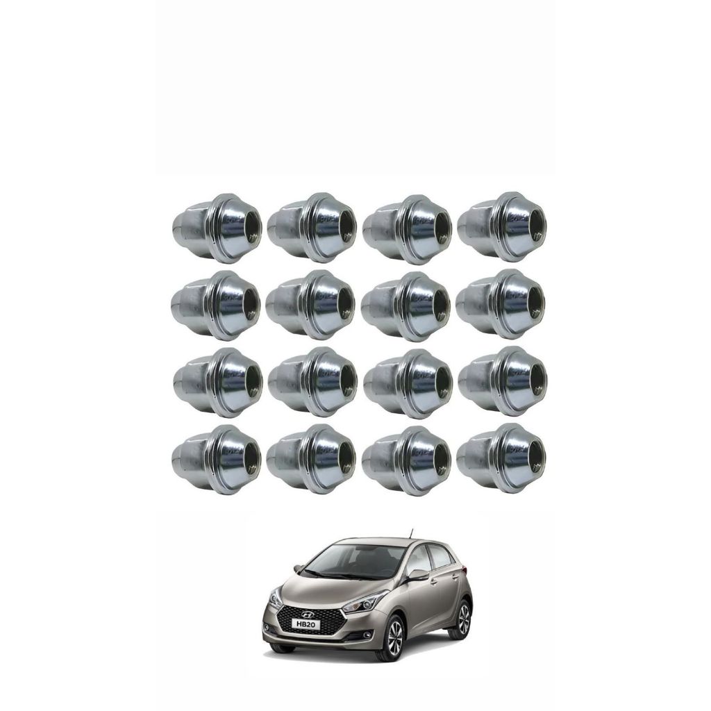 16 Porcas Cromadas Rodas Liga Leve Hyundai Hb20 Hb20