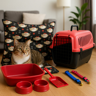 Caixa de Areia para Gato Cama de Gatos Caixa de transporte pet Kit Completo Premium Luxo Coleira em Oferta na Shopee