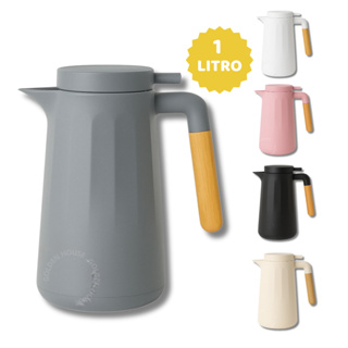 Garrafa Nórdica Térmica 1L Cabo De Madeira Firenze Café Chá  Premium em Oferta na Shopee