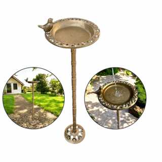 Bebedouro Banheira Comedouro Pássaros Alumínio Decorativo Para Jardim Pedestal G em Oferta na Shopee