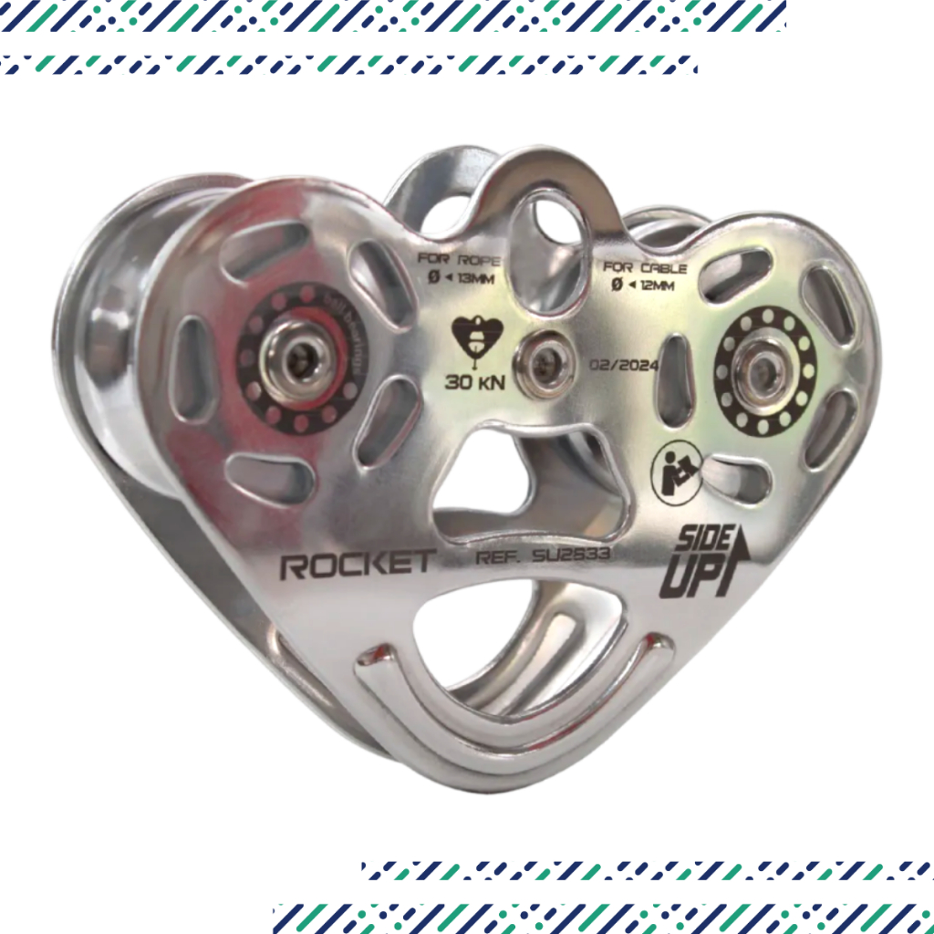 Polia Dupla Trole Tirolesa Rocket SideUp Aço Inox 30KN CE EN