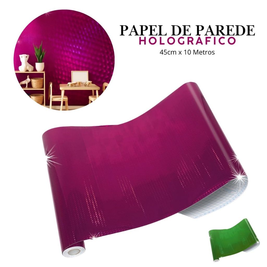 Papel de Parede Rolo Adesivo Holográfico Vinil Adesivo Brilho Decoração Festa Casa Rosa 45cm x 10M em Oferta na Shopee