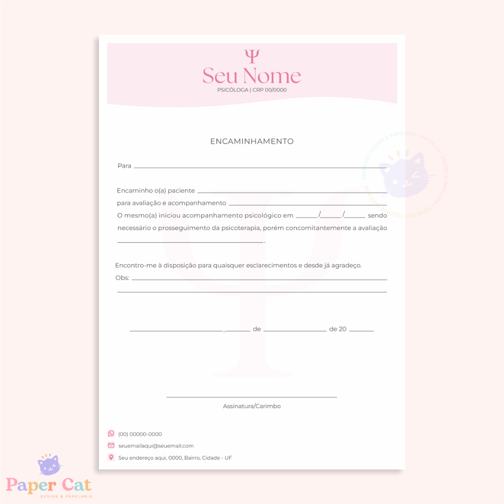 Bloco Encaminhamento | Psicologia | Personalizado | Tamanho A5 | 50 Folhas em Oferta na Shopee