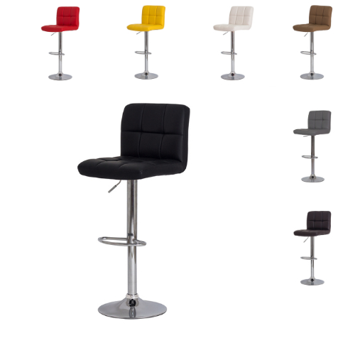 Banqueta Confort Gomos Estofada Couro Giratória Com Regulagem - Diversas Cores