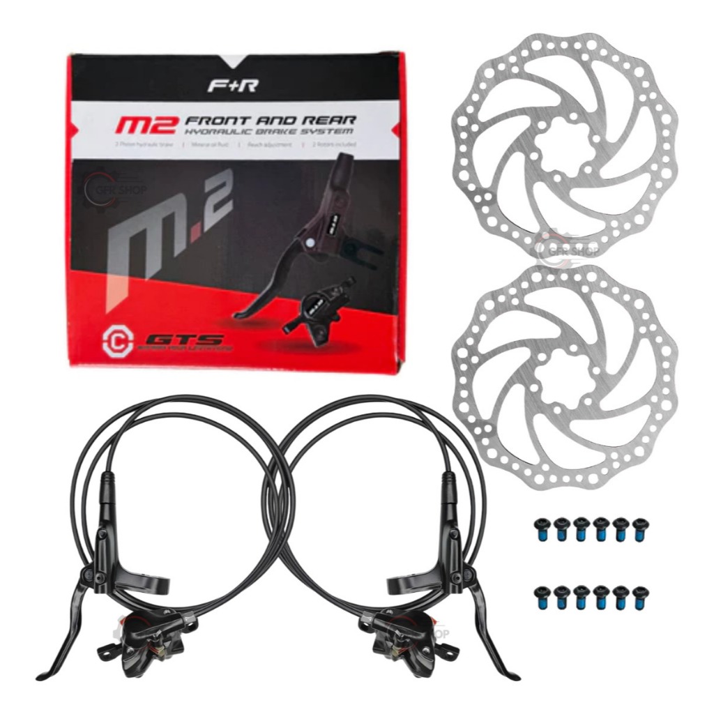 Par De Freio Hidráulico Bicicleta Bike Mtb Completo Pinça Discos Parafuso Gts M2 Tipo Shimano