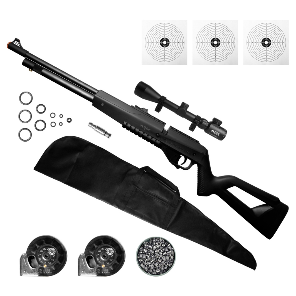 CARABINA PCP G850 5,5MM QGK+LUNETA 3-9X40+CAPA+CHUMBO+ALVO