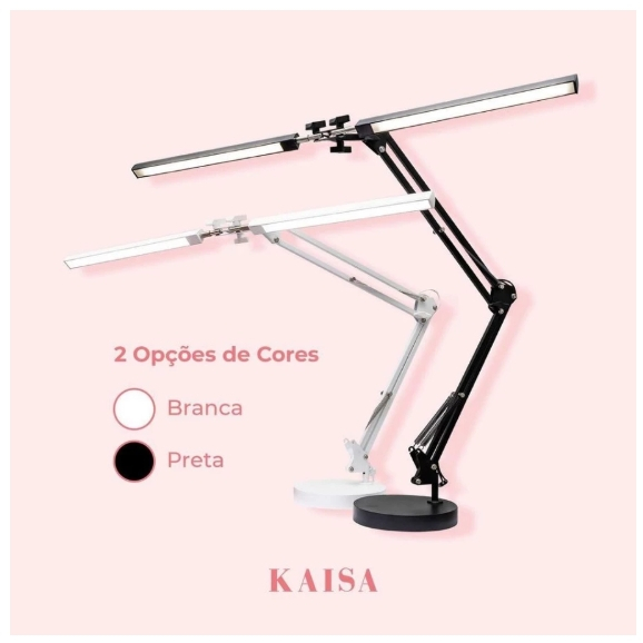 Luminária Mesa Dupla Led 3 Cores Articulada Com Base e Garra Giratoria 360°