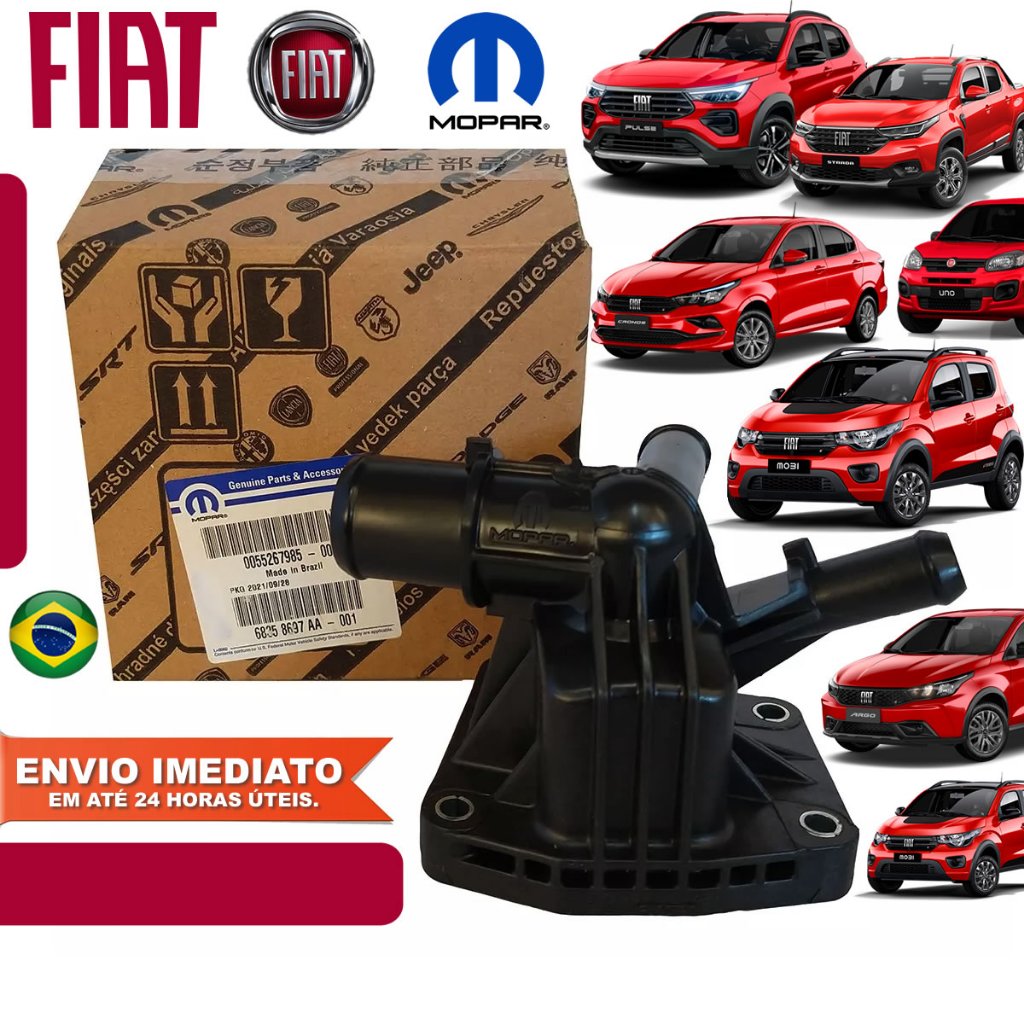 Valvula Termostatica Fiat Mobi Argo Cronos Strada Novo Uno Argo 1.0 e 1.3 3 Cilindros Original FIAT