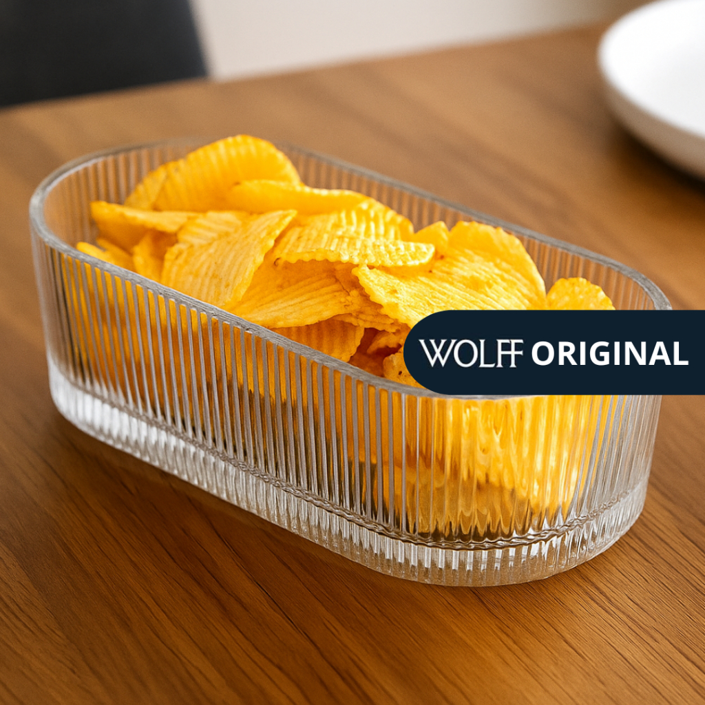 Petisqueira Oval de Vidro Lines 16,5cmx7,5cmx - Wolff