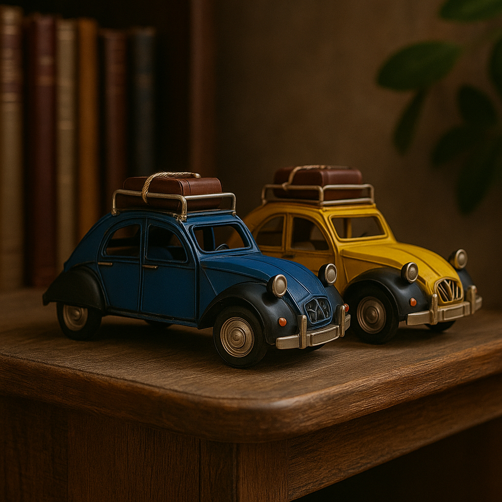 Carro Miniatura Metal Sucata Vintage Mini Fusca Com Mala Colecionador 16,5x8Cm