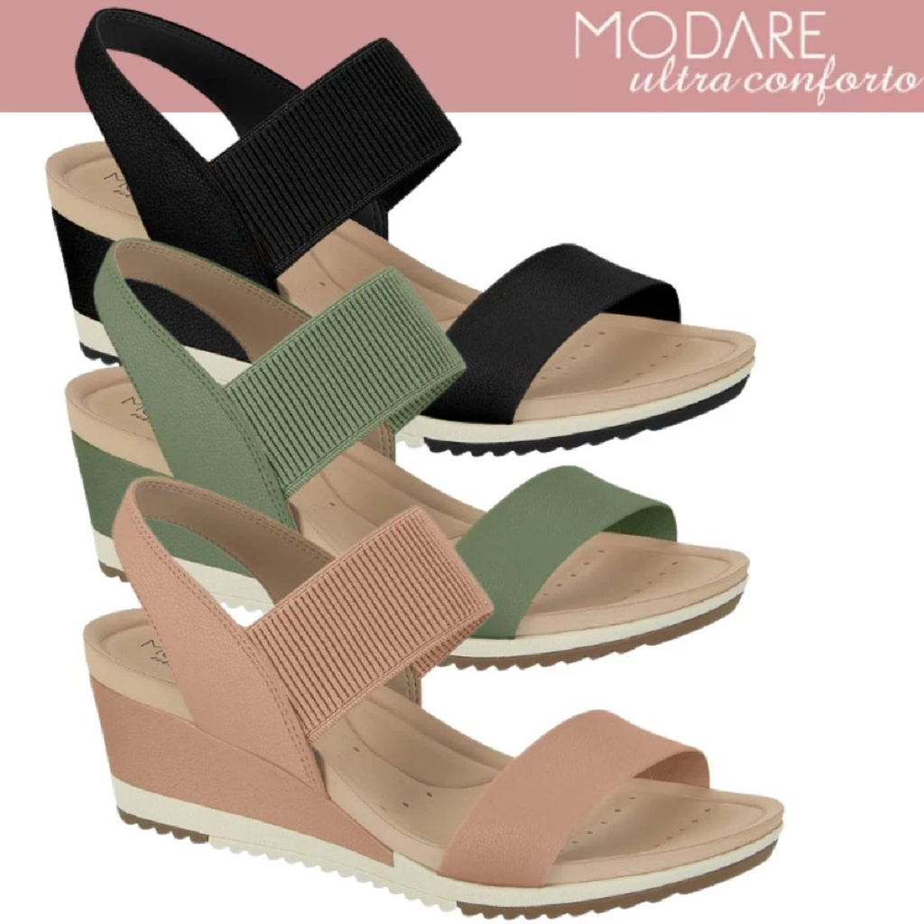 Sandália Feminina Modare Ultra Conforto Ortopedico Anabela Original Palmilha Macia - Envio Imediato