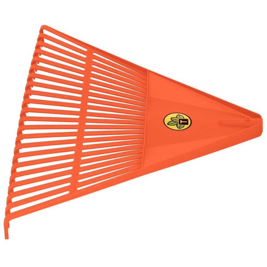 Vassoura Plástica Laranja com 22 Dentes sem Cabo Limpeza Jardim Grama