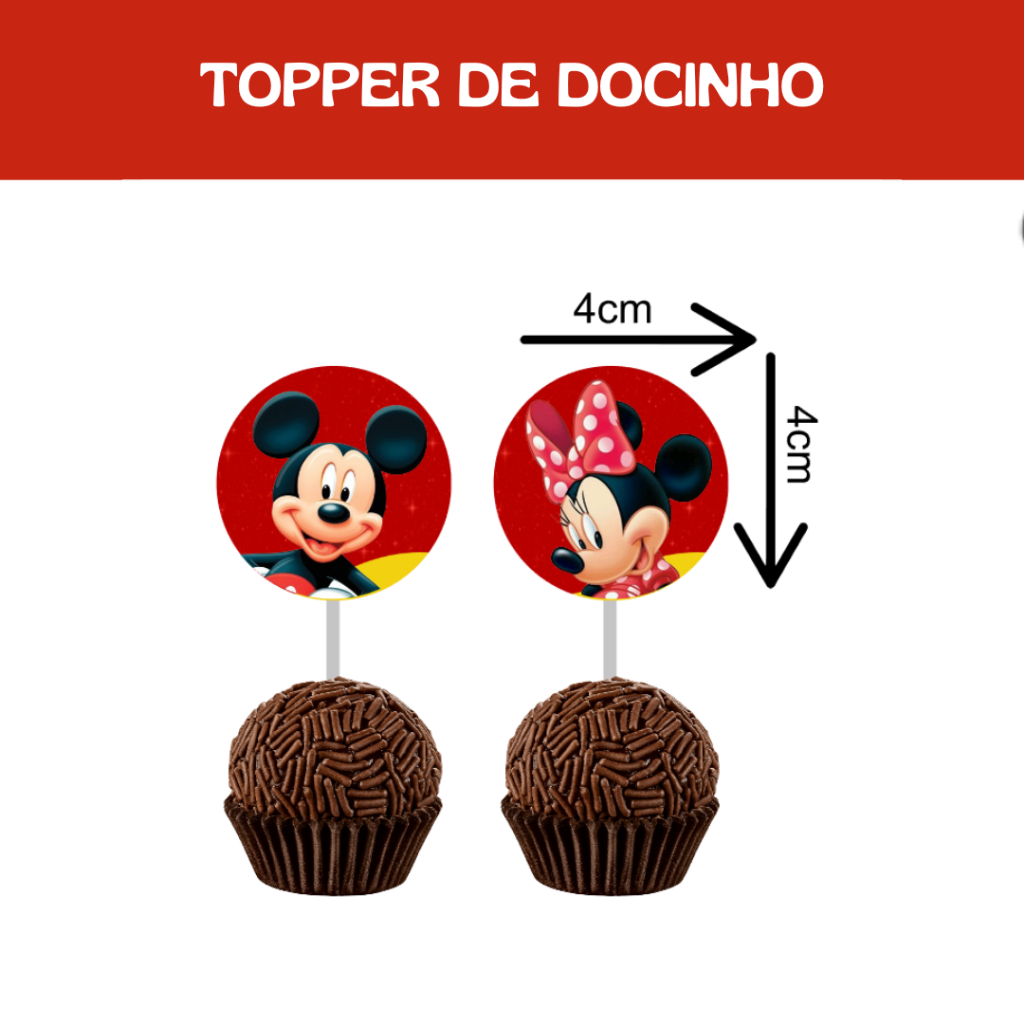 Kit Só um Bolinho - Mickey e Minnie - Festa em Casa - Mesversário