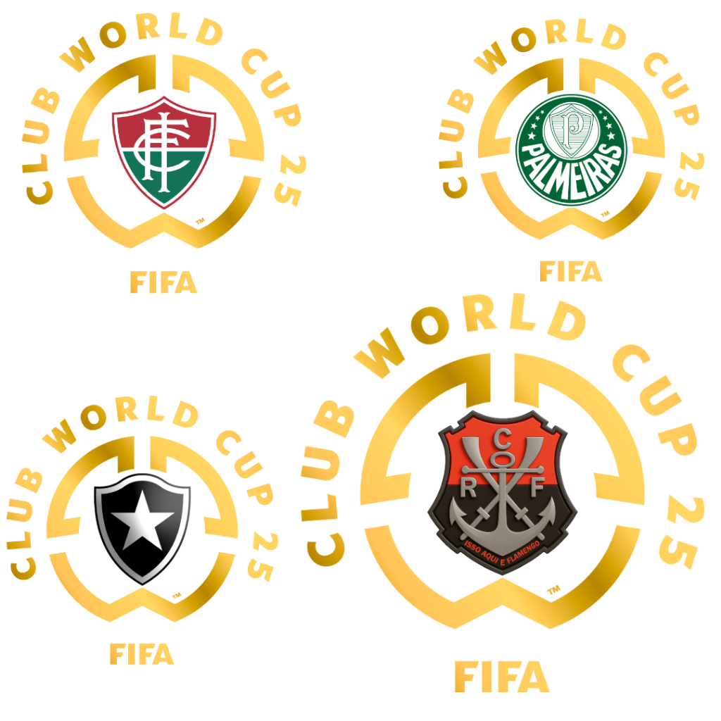 2 ADESIVOS MUNDIAL DE CLUB FLAMENGO FLUMINENSE BOTAFOGO PALMEIRAS 15X15 CM
