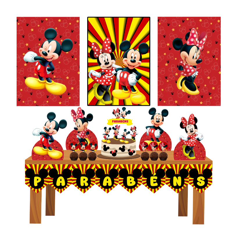 Kit Só um Bolinho - Mickey e Minnie - Festa em Casa - Mesversário em Oferta na Shopee