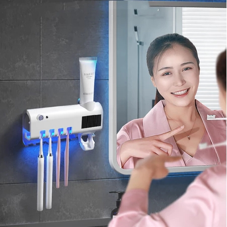 Porta Escova Dentes Com Esterilizador Uv Aplicador Pasta de Dente Suporte Dispenser Escova em Oferta na Shopee