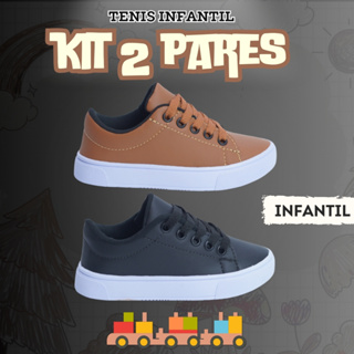 Kit 2 Pares Tênis Masculino Infantil Leve Escolar com Sola Antiderrapante em Oferta na Shopee