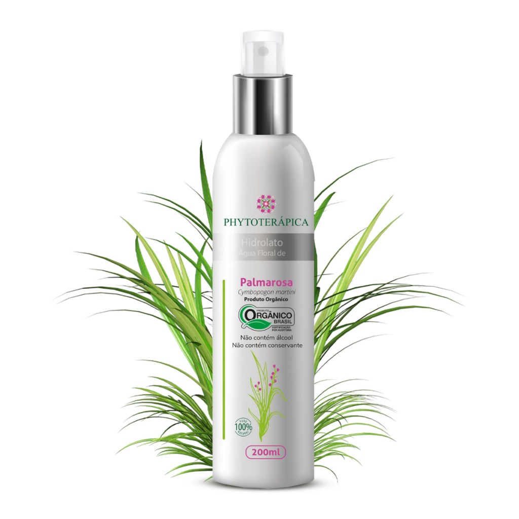Phytoterápica Água Floral de Palmarosa Orgânica 200ml – Tônico Natural para Pele Oleosa e Sensível - Home & Living