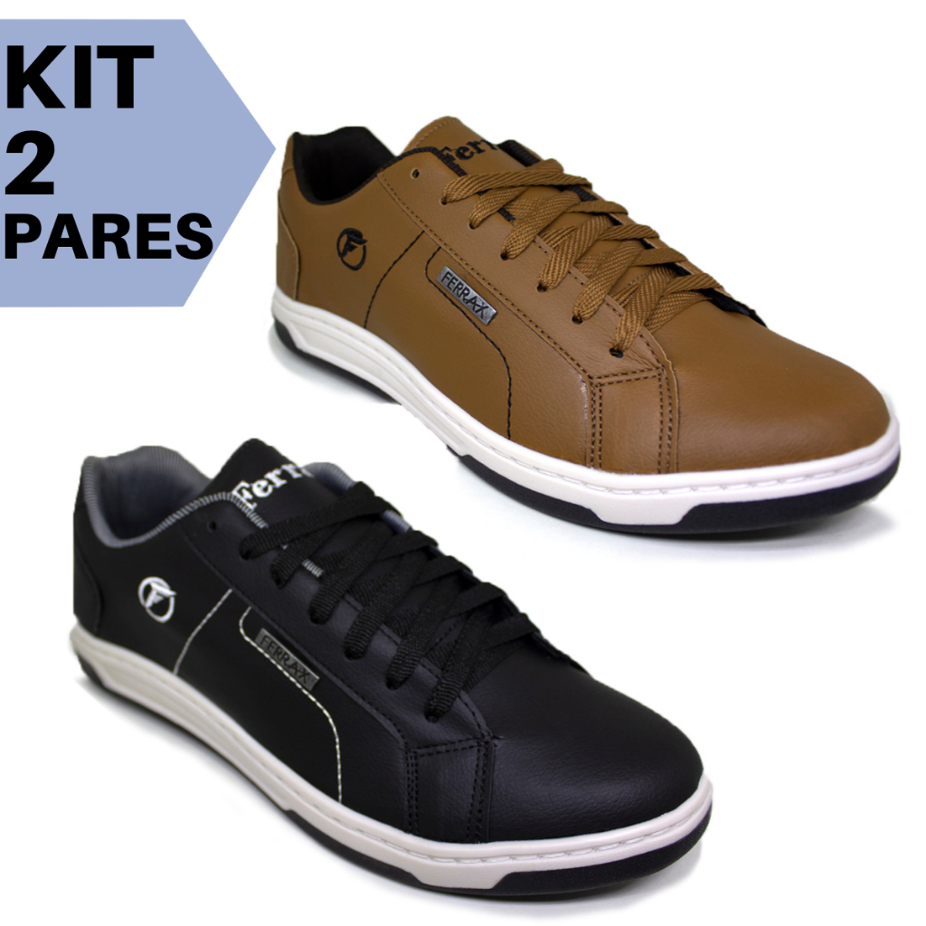Kit 2 Sapatênis Masculino Casual Confortável Leve Flexível e ideal para o dia a dia