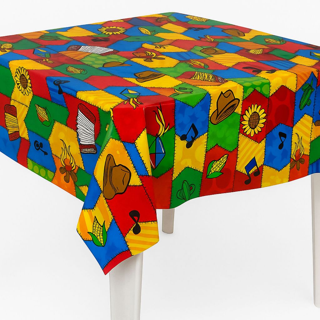 Kit 10 Toalhas Para Mesa Estampa Retalhos Caipira Festa Junina Decoração São João 70X70/80X80cm