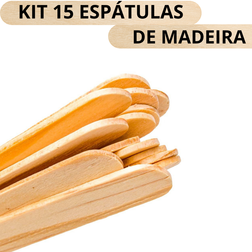 Espátula Para Depilação Larga Descartável 15 Unidades Depile Plus 14cm x 1,5cm
