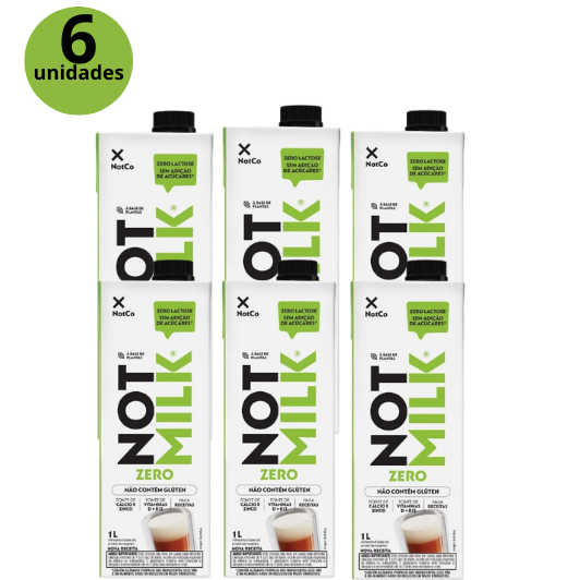 Kit 6x Leite Vegetal Sem Lactose Not Milk Integral Zero Açúcar 1L